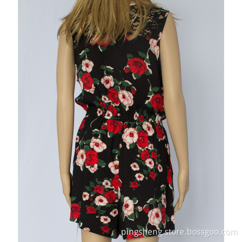Women Short Jumpsuits with Lace Collar